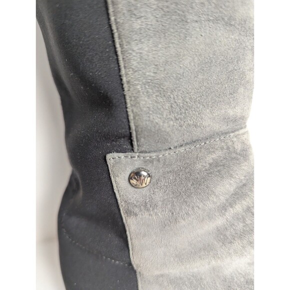 Stuart Weitzman Gray And Black 5050 Suede Knee Boots Size‎ 7.5M Stretch Low Heel - Picture 8 of 14